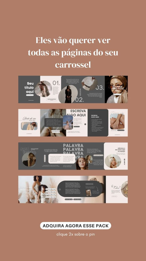 Pack de artes editáveis para posts em carrossel infinito com o Canva para o seu negócio no instagram. Clique em visitar e garanta logo o seu. Insta Feed, Strategic Planning, Instagram Marketing, Selling Online, No Instagram, Web Design, Social Media, Marketing, Instagram