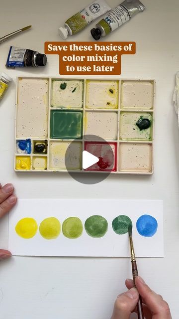 Aleksandryna Watercolor Artist on Instagram: "Main tips of color mixing ⬇️ Color mixing is an essential skill that will help you to create lots of shades from even a small watercolor set.  When I studied in the art school I had only the set of 12 colors, it’s enough for creating almost any other color.  In today #colormixthursday I showed how to mix colors creating gradient. I get the question about color ratio a lot, so I decided to show you how to mix colors gradually so you wouldn’t get too dark mix in the beginning.   Here are some main tips:  ❤️It’s better to add a bit of color, mix, and then add even more if you’re not satisfied with the result.  ❤️use a bigger puddle of the color that has more ratio in your mix, if you’re not mixing 50/50. If I would like to mix some turquoise color Watercolor Color Mixing, Watercolour Mixing, Color Ratio, How To Mix Colors, Small Watercolor, Watercolor Mixing, Watercolor Set, Watercolor Palette, Purple Watercolor