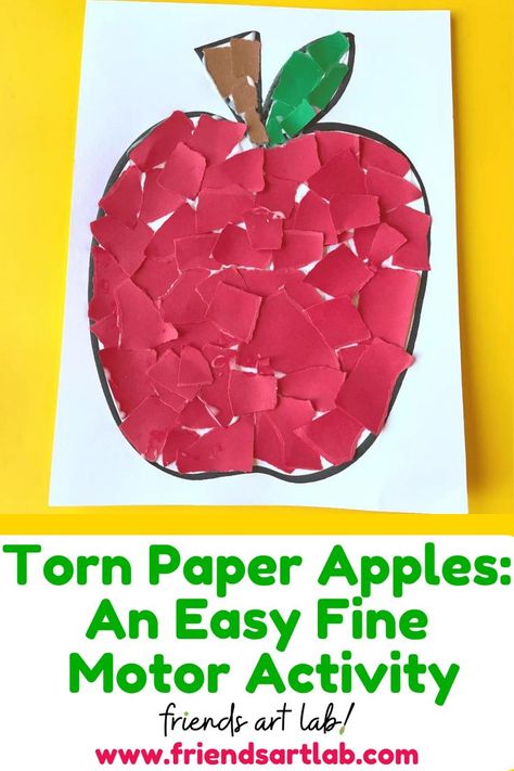 Tearing Paper, Apple Outline, Paper Apple, Fine Motor Practice, Bilateral Coordination, Fine Motor Activity, Apple Activities, Paper Confetti, Kids Exploring