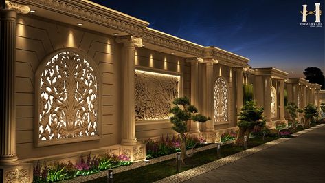 Classic Boundary wall design on Behance Boundary Wall Ideas, Boundry Wall, Boundary Wall Design, Fence Wall Design, Compound Wall Design, Gate Wall Design, Front Wall Design, Boundary Wall, House Wall Design