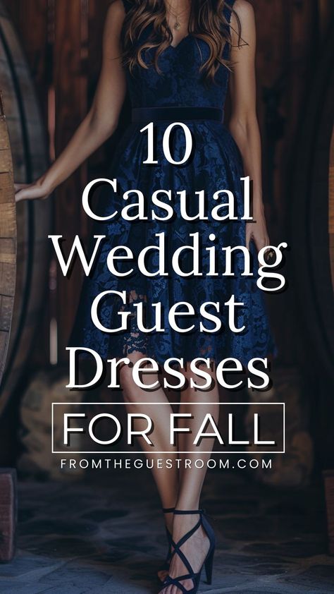 a woman wears casual wedding guest dress for fall, western outfits Fall Casual Wedding, Wedding Guest Dresses For Fall, Casual Wedding Outfit Guest, Country Wedding Guest Dress, Wedding Guest Dress Fall, Casual Fall Wedding, Classy Wedding Guest Dresses, Casual Wedding Outfit, Wedding Guest Dress Trends