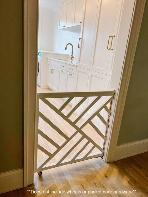 Baby gate | Custom Gate | Dog Gate | Modern Baby Gate | Stairway gate| Half Dutch Door | Geometric Built In Gate For Pets, Pocket Door Gate, Custom Dog Gates Indoor, Pocket Door Dog Gate, Half Pocket Door Dog Gates, Built In Dog Gate, Pocket Dog Gate, Dog Gates Indoor, Pocket Gate