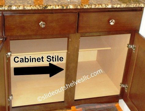 kitchen storage Removing Center Stile Cabinet Face Frame For Wide Shelves - Slide Out Shelves LLC Ki Coke Kitchen Ideas, Kitchen Drawer Repair, Turn Cabinet Door Into Drawer, Cabinet Face Frame, Cabinet Building, Wide Shelves, Kitchen Cabinet Shelves, Cabinet Faces, Slide Out Shelves