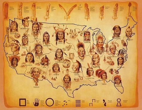 US: Native American Tribes - Map Map Art Print, Native American History, Indian History, Native American Culture, American Culture, American People, Map Art, Wild West, Family History