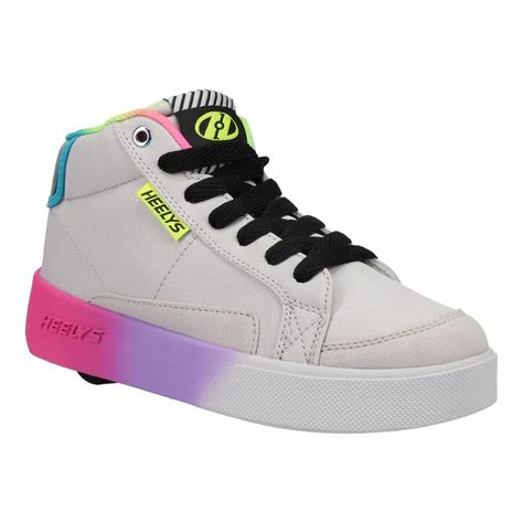 Get ready to roll with Digi high top Heelys! These shoes feature removable wheels for a fun and practical way to get around. The white design is accented with colorful details, adding a pop of personality to your stride. Get ready to turn heads with these must-have kicks! Heelys Roller Shoes, Pop Shoes, Roller Skate Shoes, Roller Shoes, Ivory Ella, 90s Childhood, Kids Styles, Roller Skate, Spongebob Squarepants