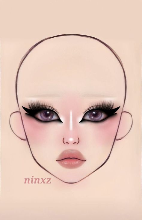 Make Up Guide, Asian Makeup Tutorials, Makeup Charts, Korean Makeup Tips, Anime Eye Makeup, Makeup Fails, Gyaru Makeup, Face Charts, Punk Makeup