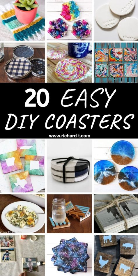 Diy Coasters Tile, Diy Coaster, Homemade Coasters, Coaster Projects, Coasters Diy, Coaster Ideas, Coaster Crafts, Tile Crafts, Garden Hacks