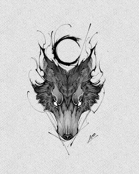 Dark Wolf Tattoo, Japanese Wolf Tattoo, Fete Emo, Fenrir Tattoo, Rune Tattoo, Norse Tattoo, Nordic Tattoo, Wolf Tattoo Design, Mythology Tattoos