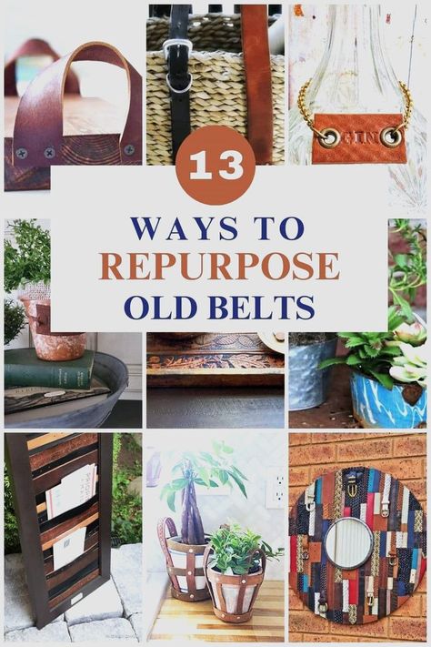 Creative ways to repurpose old belts into new home decor. Decorate vases, mirrors, tables, and more with belts. Vintage Repurposed Items, Creative Upcycling, Thrift Store Makeover, Thrift Store Decor, New Home Decor, Old Stuff, Upcycling Ideas, Vintage Repurposed, Upcycled Art