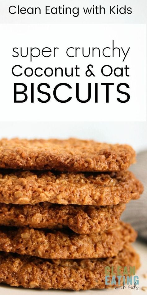 Cookies Outfit, Oat Biscuit Recipe, Anzac Cookies, Clean Eating With Kids, Oat Biscuits, Brownie Vegan, Healthy Biscuits, Anzac Biscuits, Clean Eating Desserts