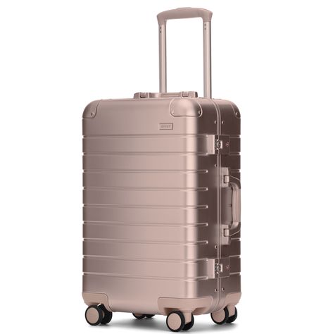 Rose Gold Suitcase, Rose Gold Luggage, Aluminum Luggage, Rimowa Luggage, Penyimpanan Makeup, Best Suitcases, Diy Denim Jacket, Travel Bag Set, Cute Luggage