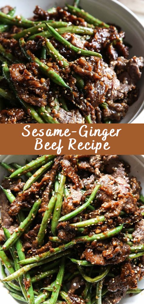 Sesame-Ginger Beef Recipe Introduction Get ready to tantalize your taste buds with this delightful Sesame-Ginger Beef recipe. The combination of savory beef, aromatic ginger, and the nuttiness of sesame creates a flavor explosion that’s sure to satisfy your cravings. This dish is not only delicious but also quick and easy to prepare, making it a […] The post Sesame-Ginger Beef Recipe appeare... Chinese Beef And Green Beans, Dinner Ideas With Green Beans, Sesame Beef Recipe, Beef And Green Bean Stir Fry, Thai Beef Recipes, Ginger Recipes Dinner, Fresh Ginger Recipes, Beef And Green Beans Recipe, Sesame Ginger Beef