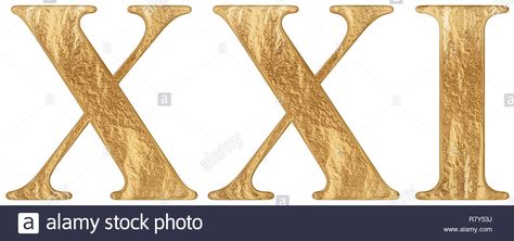 Download this stock image: Roman numeral XXI, unus et viginti, 21, twenty one, isolated on white background, 3d render - R7Y53J from Alamy's library of millions of high resolution stock photos, illustrations and vectors. 21 In Roman Numerals, 25 In Roman Numerals, Roman Numeral Typography, Vi Roman Numeral, Roman Numeral Birthday, Render Image, Background 3d, Roman Numeral, 3d Render