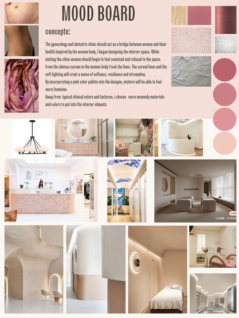 #moodboard #interiordesign Clinic Blueprint, Obgyn Clinic Design, Hospital Decoration, Nursing Home Care, Mood Board Interior, Maternity Hospital, Hospital Interior, Body Joints, Aesthetic Clinic