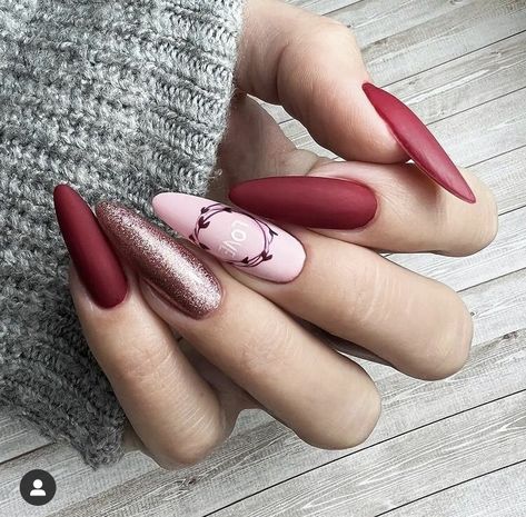 Red Valentines Day Nails, Nails With Glitter, Valentines Day Nails, Red Nail Designs, Red Nail, Valentine's Day Nails, Matte Nails, Elevate Your Style, Almond Nails