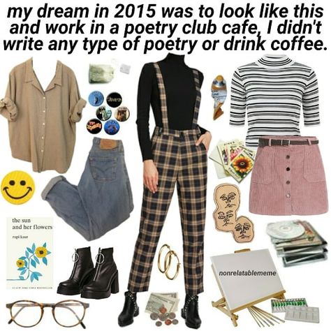 16 on Instagram: “I’m actually awake and doing classes. Shit this is crazy. ➖ ➖ ➖ #memes #memesdaily #niche #nichememes #nichememeaccount #cute #pastel…” Poetry Outfit, Goth Outfit, Outfit Collage, Outfit Style, Outfit Goals, Grunge Outfits, Aesthetic Outfits, Outfits Aesthetic, Black Outfit