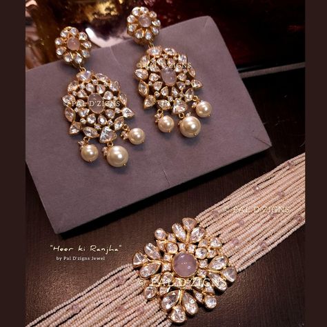 Jewellery For Wedding, Polki Choker Set, Polki Choker, Indian Jewelry Earrings, Antique Necklaces Design, Pearl Necklace Designs, Fancy Jewellery Designs, Beaded Necklace Designs, Headpiece Jewelry