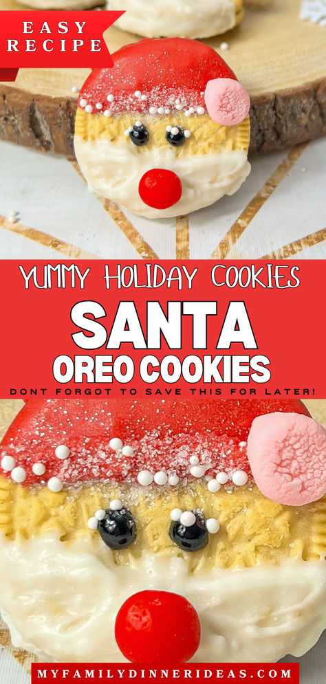 Santa Claus Oreos Best Cookies For Santa, Santa Claus Oreo Cookies, Santa Oreo Cookies, Cookies For Santa Recipe, Oreo Santa Cookies, Easy Cookies For Santa, Santa Oreos, Vanilla Oreos, Santa Claus Cookies