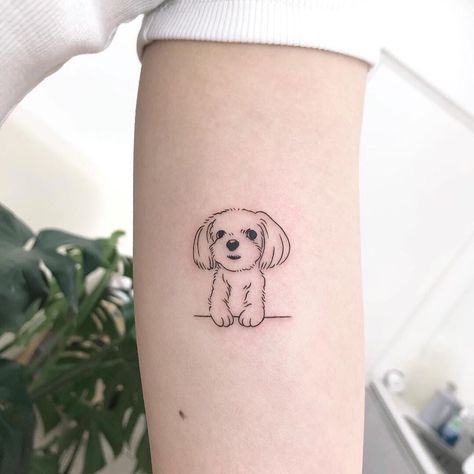 Maltese Tattoo Minimalist, Havanese Tattoo, Shitzu Tattoos, Shih Tzu Tattoo Minimalist, Maltese Tattoo, Cat And Dog Tattoo, Barbie Tattoo, 30 Tattoo, Small Dog Tattoos