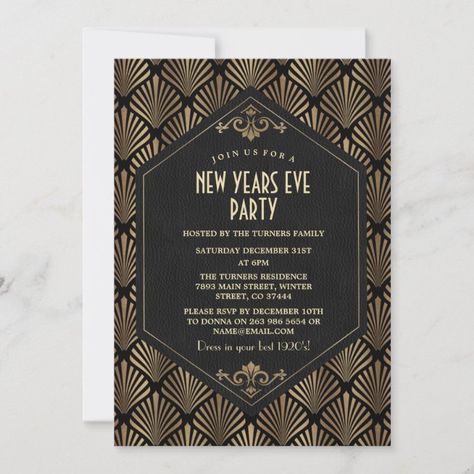 Great Gatsby Invitation, New Years Eve Party Invitations, Great Gatsby Themed Party, New Years Eve Invitations, Gatsby Themed Party, New Years Eve Weddings, Rosh Hashana, Roaring 20's, Holiday Party Invitations