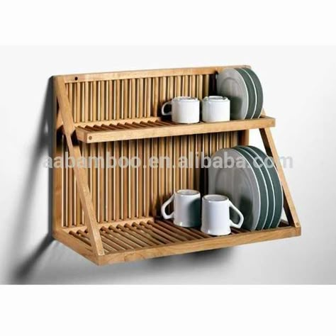 Source Wall mount hanging bamboo 2 tier dish drying rack on m.alibaba.com Wall Mounted Dish Rack, Wall Mount Plate Rack, Wooden Plate Rack, Plate Rack Wall, Classic English Kitchen, Kabinet Dapur, Plate Rack, Plate Racks, Dish Rack