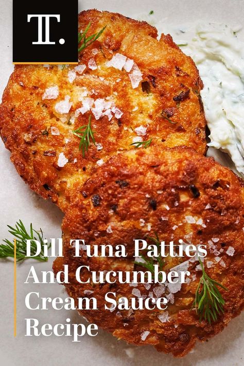 A steady diet of tuna sandwiches can get old pretty quickly, so this recipe for tuna patties will allow you to turn the ingredient into something new and different! Healthy Tuna Recipes, Tuna Sandwich Recipes, Tuna Patties Recipes, Tuna Sandwiches, Tuna Dinners, Cucumber Sauce, Canned Tuna Recipes, Cream Sauce Recipe, Tuna Patties