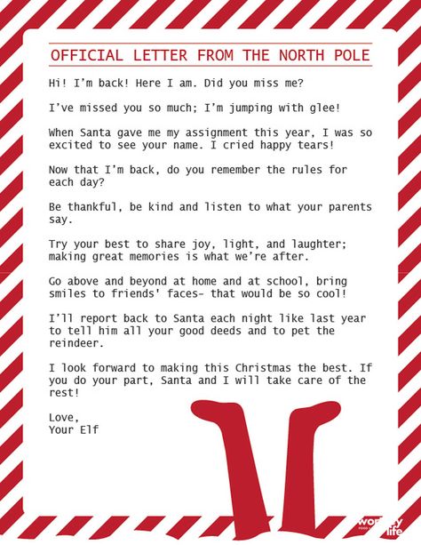 Elf On The Shelf Letter, Elf On Shelf Letter, Elf Welcome Letter, Elf Letters Printable, Elf Is Back Ideas, Welcome Back Letter, Elf Notes, Official Letter, Santa Letter Template