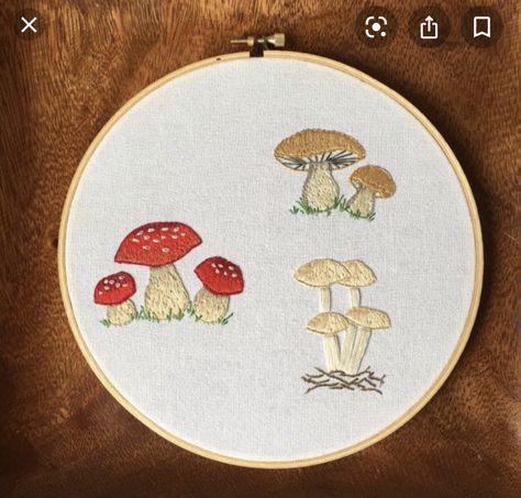 Mushroom Embroidery, Learn Embroidery, Paper Embroidery, Brazilian Embroidery, Hand Embroidery Pattern, Sewing Embroidery Designs, Hand Embroidery Stitches, Embroidery Inspiration, Ribbon Embroidery