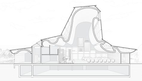 ‘Subtle and Bold’: A Tribute to Jørn Utzon at 100 - Omrania Ltl Architects, Section Architecture, Jorn Utzon, Section Drawing, Elevation Drawing, Architecture Panel, Architecture Graphics, Architectural Section, David J