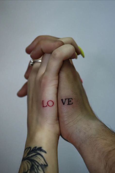 Unique Couple Tattoo, Tattoo Ideas Couple, Unique Couple Tattoos, Simple Couples Tattoos, Fairy Tale Tattoo, Couple Tattoo Ideas, Couple Tattoos Love, Partner Tattoos, Love Symbol Tattoos