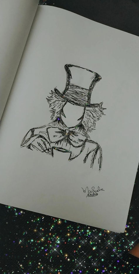 Mad Hatter Drawing, Alice In Wonderland Mad Hatter, Wonderland Mad Hatter, Alice In Wonderland Drawings, 100k Followers, Indie Drawings, Art Drawings Sketches Pencil, Easy Doodles Drawings, Easy Drawings Sketches