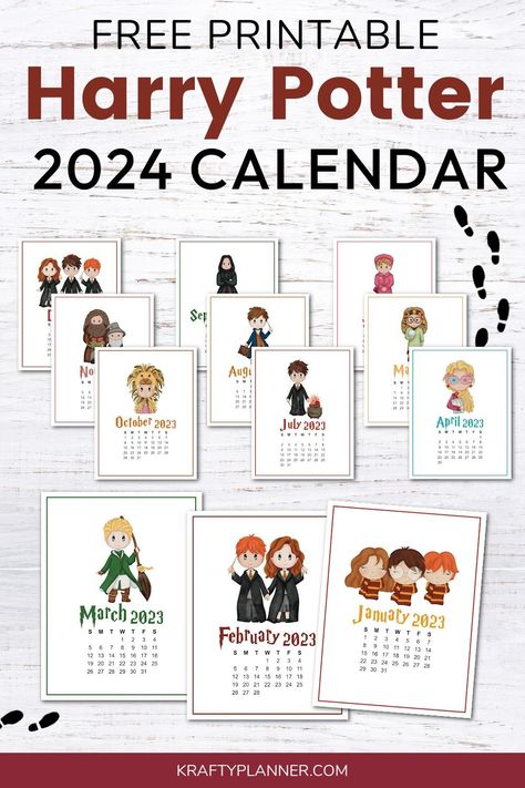 2024 Harry Potter Calendar | Free Printable — Krafty Planner Harry Potter Calendar 2023, Free Printable Harry Potter, Harry Potter Calendar, Printable Harry Potter, Harry Potter Planner, Agenda Filofax, Harry Potter Printables Free, Calendar Quotes, Harry Potter Free