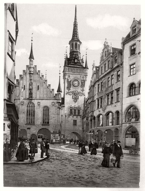 Altes Rathaus in Munich, Germany, in 1891 German Cities, Old Germany, Commercial Street, Spring Awakening, Postcard Collection, Buy Wall Art, Munich Germany, Bavaria Germany, Old Photographs