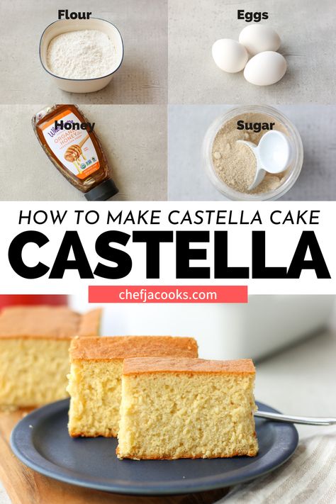 Castella Recipe, Castella Cake Recipe, Healthy Japanese Recipes, Japanese Vegan, Castella Cake, Japanese Dessert Recipes, Chinese Cake, Japanese Cake, Fluffy Cake