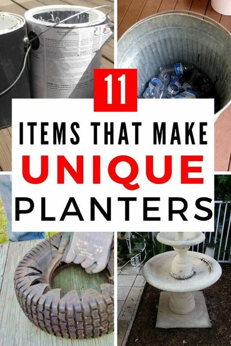 Diy Garden Containers, Thrift Store Planter Ideas, Diy Succulent Planters Ideas, Diy Flower Pots Recycle, Deck Planter Ideas, Thrifted Planters, Fence Planters Ideas, Vintage Planter Ideas, Unique Succulent Planter Ideas