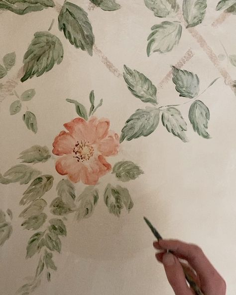 Vaulted Bedroom, Tess Newall, Flower Wall Painting, Roses And Peonies, Outside The Window, Ceiling Murals, Paint Flowers, Whimsical Home, Extra Rooms