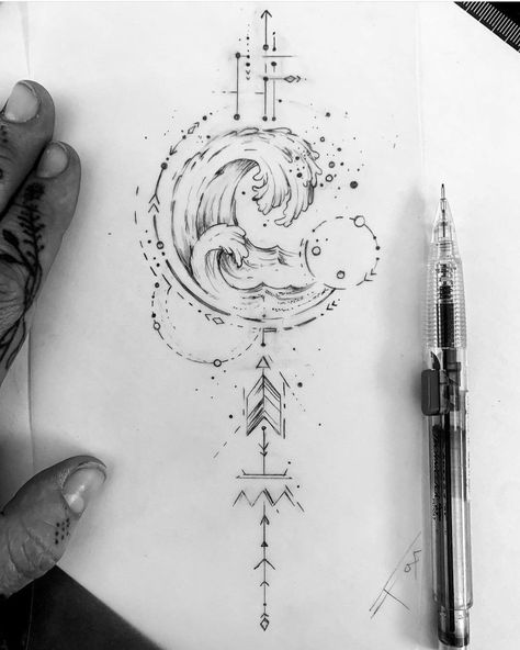 Element Tattoo, Modern Art Tattoos, Tato Minimal, Realistic Tattoo Sleeve, Yin Yang Tattoos, Elements Tattoo, Calf Tattoo, Spine Tattoos, Celebrity Tattoos