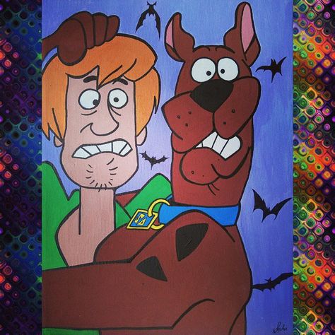 Big Cartoon Paintings, Halloween Character Paintings, Cartoons To Paint On Canvas, Halloween Cartoon Painting, Paintings Of Cartoons, Scooby Doo Canvas Painting, 90s Cartoon Paintings, Cartoon Network Paintings, Aesthetic Painting Ideas Cartoons