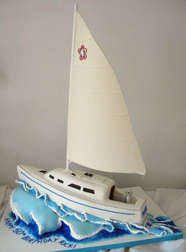 sailboat cake by courtneyscakes, via Flickr Yacht Cake, Sailing Birthday, Nautical Cakes, Sailboat Cake, Cake Summer, Boat Cake, Nautical Cake, Deco Marine, Art Cakes