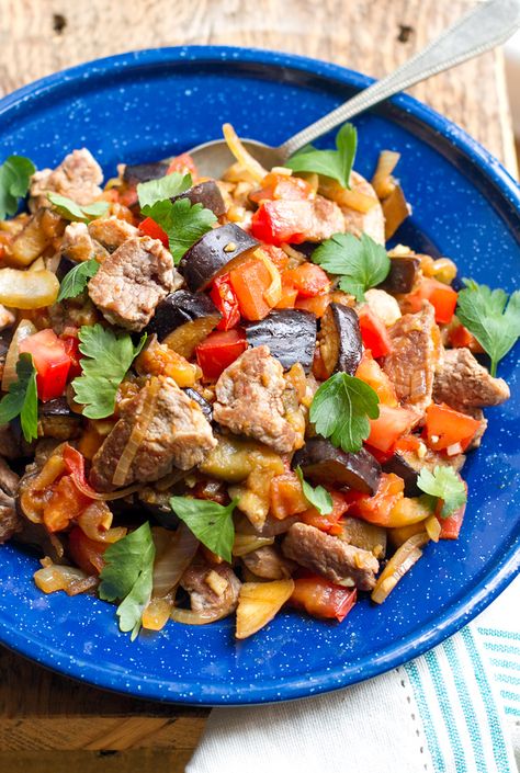 Pan-Fried Pork Loin with Eggplant & Tomatoes - Irena Macri | Food Fit For Life Eggplant Fry, Paleo Pork Tenderloin, Paleo Pork Recipes, Loin Recipes, Eggplant Fries, Sticky Pork, Clean Dinners, Recipes List, Paleo Pork