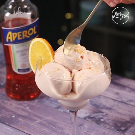 Love Food on Instagram: “Aperol Spritz Ice Cream! 😍🍦 . Ingredients List . • 400g Condensed Milk • 300g Double Cream • 130ml Aperol • 1 tbsp orange Zest • 1/2 cup of…” Orange Ice Cream, Double Cream, Ice Cream Ingredients, Ingredients List, Orange Zest, Aperol Spritz, Summer Treats, Tasty Food, Food Decoration