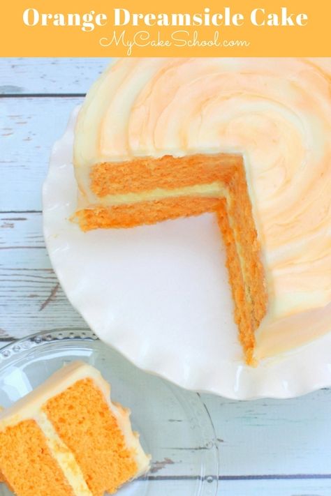 Orange Cream Filling, Orange Dreamsicle Cake Recipe, Dreamsicle Cake Recipe, Orange Dreamsicle Cake, Dreamsicle Cake, Moist Orange Cake, Orange Cream Cheese Frosting, Creamsicle Cake, Orange Cream Cheese