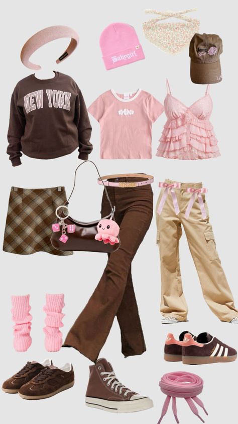 Brown and pink color combo outfits #fashioninspo #mixandmatch #brownandpinkaesthetic #ootd #fyp #outfitaesthetics Pink Outfit Color Combos, Outfit Color Combos, Combo Outfits, Color Combos Outfit, Brown And Pink, Brown Outfit, Pink Outfit, Color Combo, Mix N Match