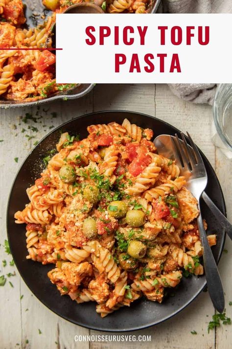 Crumbled Tofu, Veggie Noodles Recipes, Tofu Pasta, Quick Pasta Dishes, Quick Pasta Recipes, Tomato Basil Sauce, Protein Pasta, Marinara Sauce Homemade, Tofu Dishes