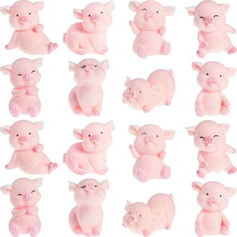 16 Pieces Cute Pink Piggy Toy Figures Miniature Pig Cake Toppers Resin Miniature Pig Figurines for Cake Decoration, DIY Crafts, Fairy Garden Decoration, Table Centerpieces, Home Decor Table Centerpieces Home, Miniature Pigs, Pig Birthday Party, Pig Family, Pig Cake, Pig Decor, Pig Figurines, Family Figurine, Diy Cake Topper