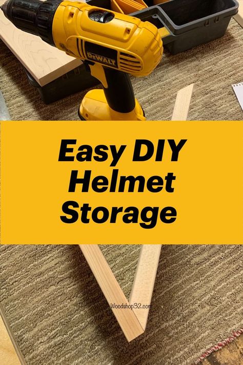 Building a helmet rack with a simple, easy design. Helmet Storage Garage, Tool Rack Ideas, Helmet Rack Ideas, Helmet Storage Ideas Diy, Helmet Storage Ideas, Motorcycle Helmet Storage Ideas, Motorcycle Gear Storage, Helmet Hanger Ideas, Diy Helmet Rack