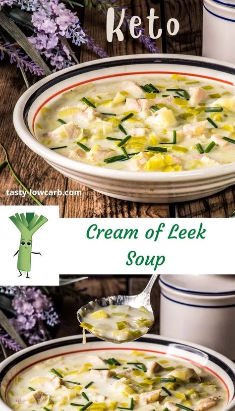 Cream Of Leek Soup, Chilled Soup Recipes, Leeks Soup Recipes, Cream Soup Recipes, Leek Recipes, Creamed Leeks, Keto Cream, Keto Soup, Leek Soup