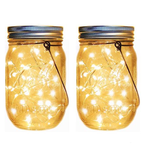 Amazon.com : Solar Lanterns Mason Jar Hanging Lights, 4 Pack 30 LED Lights String Fairy Firefly Starry Jar Lights (Mason Jars/Hangers Included), for Patio Garden Wedding Table Mason Jar Decor Solar Lantern Lights : Garden & Outdoor Fairy Mason Jars, Mason Jar Fairy Lights, Mason Jar Light, Light Party, Fairy Jars, Solar Fairy Lights, Wedding Garden, Mason Jar Lighting, Solar Charging