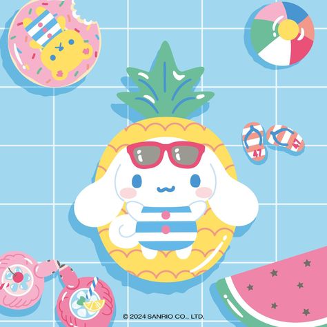 Sanrio Summer, Cute Imagines, Aqua Mermaid, Happy 10th Anniversary, Walpaper Hello Kitty, Hello Kitty Friends, Pool Swimming, My Melody Kuromi, Ipad Background