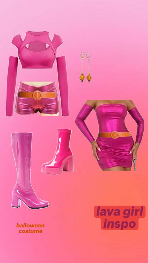 Lavagirl Diy Costume, Pink Halloween Ideas Costumes, Lavagirl Halloween Costume, Sharkboy And Lavagirl Costume Diy, Halloween Costumes Pink Hair, Pink Costumes Women, Pink Hair Halloween Costume, Sharkboy And Lavagirl Costume, Lavagirl Costume